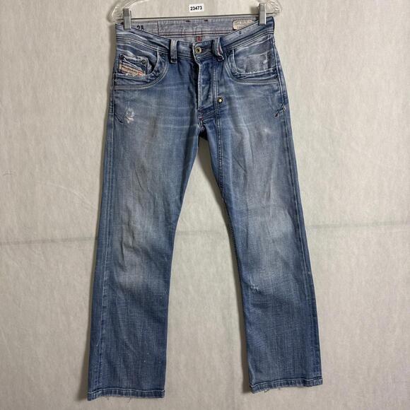 Diesel Men's Size 28x30 Blue Distressed Denim Y2K Straight Leg Jeans